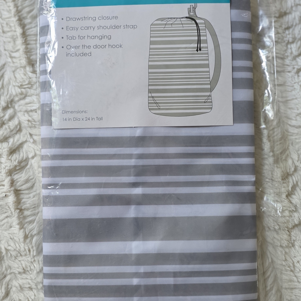 Striped Gray Laundry Bag